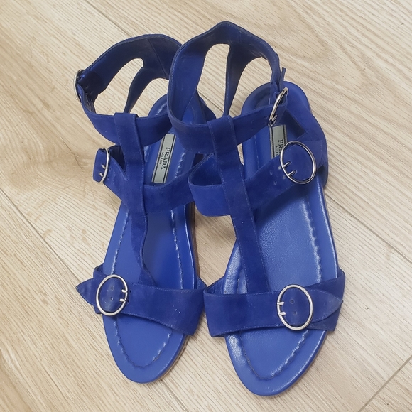 Prada gladiator suede sandals in sapphire color size 37 - Picture 5 of 10